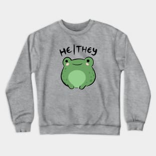 He/They Pronouns: Froggy's Leaping Celebration - An Adorable Nonbinary Aesthetic for Enby, LGBTQ, Demigirl, Demiboy Crewneck Sweatshirt